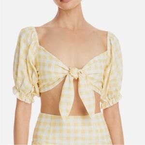 Charlie Holiday Yellow Checkered Crop Top